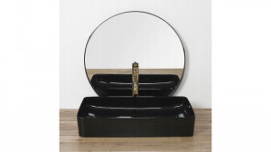 STOC!!! LAVOAR REA CERAMIC DENIS, SLIM, NEGRU, 61CM, MONTAJ PE BLAT, CALITATE SUPERIOARA - Img 3