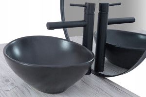 STOC!!!LAVOAR REA SOFIA N, 41CM, NEGRU MAT, MONTAJ PE BLAT, DESIGN DEOSEBIT, CALITATE SUPERIOARA - Img 4