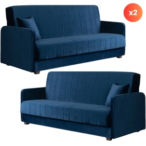 STOC LIMITAT!!! SET 2 CANAPELE EXTENSIBILE 200CM, ARTIM MEBLE, MATERIAL TEXTIL SI SUPORT METALIC, CULOARE ALBASTRA, STIL MODERN