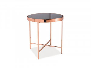 STOC!!! MASUTA DE CAFEA, GINA C, 43CM, DIN METAL CULOAREA CUPRULUI SI STICLA NEAGRA, SIGNAL