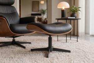 SUPORT PICIOARE ELEGANT DE RELAXARE ROTATIV, VOGUE, DIN METAL, FURNIR SI PIELE ECO, CULOARE MARO/NEGRU, INVICTA INTERIOR