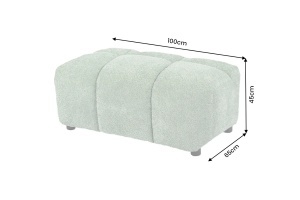 TABURET CONFORTABIL CLOUD 100CM, REALIZAT DIN LEMN SI MATERIAL BOUCLE, CULOARE VERDE SALVIE - Img 3