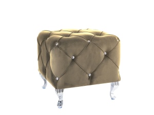 TABURET HESTIA K, BEJ BLUVEL 28/CROM, TAPITERIE DIN CATIFEA SI CADRU DIN METAL, STIL MODERN