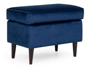 TABURET RON, ALBASTRU BLUVEL 86/WENGE, TAPITERIE DIN CATIFEA SI PICIOARE DIN LEMN