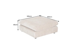 TABURET SUPER CONFORTABIL SOHO 100CM, REALIZAT DIN LEMN DE PIN SI MATERIAL TEXTIL, CULOARE BEJ, INVICTA INTERIOR - Img 6