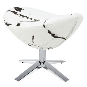 TABURET-SUPORT PENTRU PICIOARE EGG WIDE MARBLE, EFECT DE MARMURA/CROM EGG, STIL MODERN