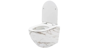 VAS DE TOALETA SUSPENDAT REA CARLOS SLIM MINI LAVA MAT, EFECT DE MARMURA ALBA MATA, DIN CERAMICA, CALITATE SUPERIOARA - Img 5