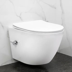 VAS WC SUSPENDABIL, CU FUNCTIE DE BIDEU, REA CARLO LUX RIMLESS, ALB, CALITATE SUPERIOARA
