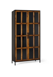 VITRINA NEWARK 90CM, REALIZATA DIN LEMN DE MANGO SI METAL, CULOARE NEGRU/NATUR, STIL INDUSTRIAL, GINER Y COLOMER - Img 4