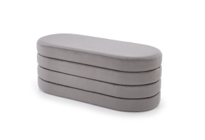 BANCHETA CU SPATIU DE DEPOZITARE CALPI, GRI, TAPITERIE CATIFEA, STIL MODERN - Img 1