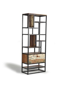 BIBLIOTECA KAIROX 80CM, REALIZATA DIN LEMN DE MANGO SI METAL, CULOARE NEGRU/MULTICOLOR, GINER Y COLOMER