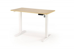 BIROU B53, CU FUNCTIE DE REGLARE A INALTIMII, STEJAR MIERE/ALB, DIN MDF LAMINAT SI METAL, STIL MODERN