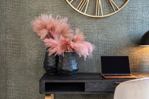BIROU BLACKBONE BRASS, 140 CM, NEGRU/AURIU ANTICHIZAT, DIN FURNIR DE STEJAR SI METAL, RICHMOND INTERIORS - Img 8
