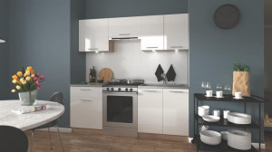 BUCATARIE ARTIM MAR, 200 CM, STEJAR SONOMA/ALB LUCIOS, DIN MDF, STIL MODERN