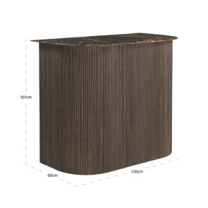BUFET BAR LIVING CASTELLO 130cm, REALIZAT DIN LEMN DE STEJAR SI MARMURA, CULOARE MARO, STIL MODERN - Img 4