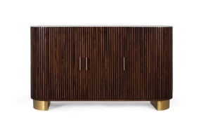 BUFET LIVING, 150CM, LEMN MASIV DE MANGO CU FINISAJ NUC SI MARMURA SINTETICA, DESIGN ELEGANT, ARTIM GROUP SELECTION - Img 2