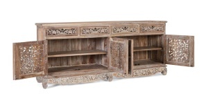 BUFET LIVING, 180CM, LEMN MASIV DE TEC, CULOARE NATUR ANTICHIZAT, SCULPTAT MANUAL, ARTIM GROUP SELECTION - Img 3