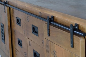 BUFET LIVING APARADOR 190CM, DIN LEMN DE MANGO SI METAL, CULOARE NATUR/NEGRU, ARTIM GROUP SELECTION - Img 5
