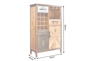 BUFET LIVING DEOSEBIT, ATELIER 120CM, REALIZAT DIN LEMN DE PIN SI METAL, CULOARE MARO ANTICHIZAT/NATUR, ARTIM GROUP - Img 3