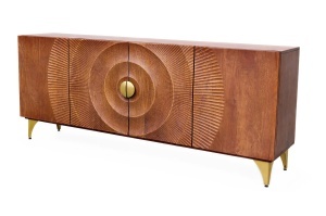 BUFET LIVING GOLDEN SUNSET 180CM, REALIZAT DIN LEMN DE MANGO, DE CULOARE MARO, MODEL 3D, ARTIM GROUP - Img 2