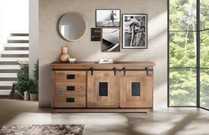 BUFET LIVING JUPITER 165CM, DIN LEMN DE MANGO SI METAL, CULOARE NATUR/NEGRU, ARTIM GROUP SELECTION - Img 2