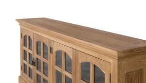 BUFET LIVING PISTOIA 180CM, REALIZAT DIN LEMN DE TEC SI STICLA, CULOARE NATUR, STIL RUSTIC, ARTIM GROUP SELECTION - Img 5