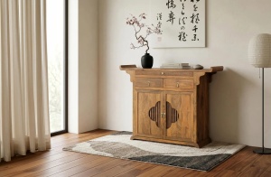 BUFET LIVING SAPHIR 120CM, REALIZAT DIN LEMN DE MANGO, CULOARE NATUR MIERE, STIL ORIENTAL, GINER Y COLOMER - Img 2