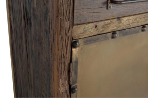 BUFET LIVING SUNDERLAND 180CM, REALIZAT DIN LEMN RECICLAT, CULOARE NEGRU RUGINIU, STIL VINTAGE, GINER Y COLOMER - Img 6