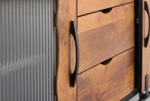 BUFET LIVING ZANZIBAR 150CM, REALIZAT DIN LEMN DE MANGO SI METAL, CULOARE NATUR/NEGRU, STIL INDUSTRIAL, GINER Y COLOMER - Img 6