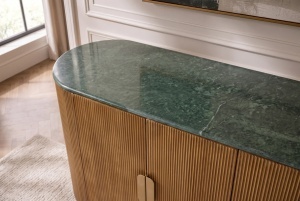 BUFET VENEZIANO 170CM, REALIZAT DIN LEMN DE MANGO SI BLAT DIN MARMURA, DE CULOARE TURCOAZ/AURIU, ARTIM GROUP - Img 11