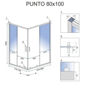 CABINA DE DUS PUNTO, 80X100, GOLD, CU CADITA SAVOY NEAGRA, CALITATE SUPERIOARA - Img 7