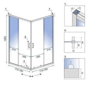 CABINA DE DUS REA CITY 80X80, GOLD BRUSH, CU CADITA SAVOY NEAGRA, CALITATE SUPERIOARA - Img 8