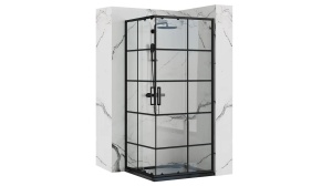 CABINA DE DUS REA CONCEPT, CULISANTA, 80x80 CM, NEGRU, DIN STICLA, CALITATE SUPERIOARA