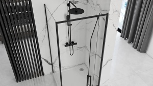 CABINA DE DUS REA RAPID SWING, 100x90CM, NEGRU, DIN STICLA, CALITATE SUPERIOARA - Img 3