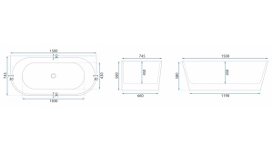 CADA FREESTANDING OLIMPIA, 150 CM, ALB, DIN ACRIL, CALITATE SUPERIOARA - Img 7
