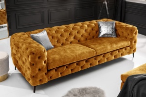 CANAPEA 240CM, BAROC 3 LOCURI, CATIFEA GALBEN MUSTAR, STIL CHESTERFIELD, ARTIM GROUP SELECTION - Img 5