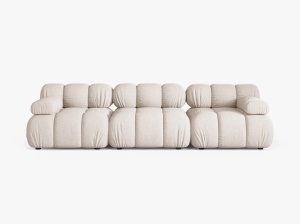 CANAPEA BELLIS, CU 3 LOCURI, BEJ, CU TAPITERIE DIN TEXTIL STRUCTURAT LIBERTY, MICADONI