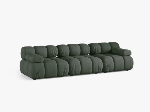 CANAPEA BELLIS, CU 3 LOCURI, VERDE INCHIS, CU TAPITERIE DIN TEXTIL STRUCTURAT LIBERTY, MICADONI - Img 2