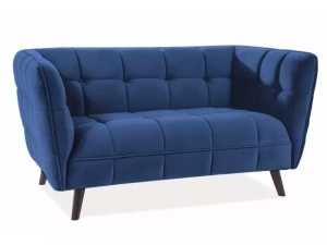 CANAPEA CASTELLO 2, ALBASTRU BLUVEL 86/WENGE, TAPITERIE DIN CATIFEA SI PICIOARE DIN LEMN