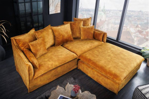 CANAPEA CONFORTABILA 205CM, 3 LOCURI , CATIFEA GALBEN MUSTAR, STIL MODERN, ARTIM GROUP SELECTION - Img 3