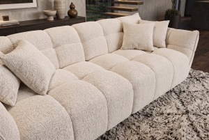 CANAPEA CONFORTABILA CLOUD 260CM, 3 LOCURI, REALIZATA DIN LEMN SI MATERIAL BOUCLE, CULOARE BEJ - Img 5
