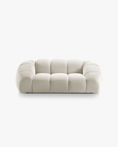 CANAPEA CU 2 LOCURI DIANA, BEJ DESCHIS, 114X214 CM, TAPITAT CU TAPITERIE DIN TEXTIL 3D SONIC MICADONI - Img 3