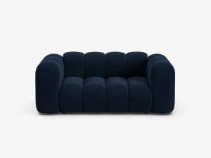CANAPEA CU 2 LOCURI LUPIN, ALBASTRU ROYAL, CU TAPITERIE DIN TEXTIL CATIFEA SALVADOR, MICADONI