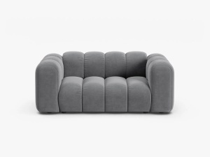 CANAPEA CU 2 LOCURI LUPIN, GRI, CU TAPITERIE DIN TEXTIL CATIFEA SALVADOR, MICADONI