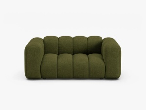 CANAPEA CU 2 LOCURI LUPIN, VERDE MASLINIU INCHIS, CU TAPITERIE DIN TEXTIL BOUCLE BALOO MICADONI