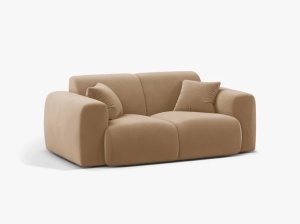 CANAPEA CU 2 LOCURI, MOLINO, 170 CM, NISIPIU, CU TAPITERIE DIN TEXTIL CATIFEA VELVET CASINO, MICADONI - Img 2