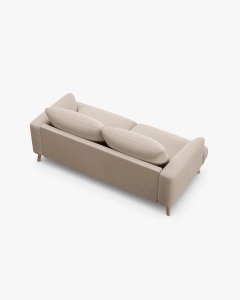 CANAPEA CU 2 LOCURI, NAOMI, BEJ, 170X95 CM, TAPITAT CU TAPITERIE DIN TEXTIL CATIFEA SALVADOR, MICADONI - Img 2