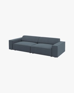 CANAPEA CU 3 LOCURI JODIE, 204X99 CM, ADANCIME SCAUN 62 CM, ALBASTRU, TAPITAT CU TAPITERIE DIN TEXTIL STRUCTURAT MEGAN, MICADONI - Img 3
