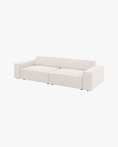 CANAPEA CU 3 LOCURI JODIE, 204X99 CM, ADANCIME SCAUN 62 CM, BEJ DESCHIS, TAPITAT CU TAPITERIE DIN TEXTIL STRUCTURAT MEGAN, MICADONI - Img 3