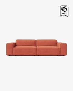 CANAPEA CU 3 LOCURI JODIE, 204X99 CM, ADANCIME SCAUN 62 CM, CORAI, TAPITAT CU TAPITERIE DIN TEXTIL CATIFEA VENUS, MICADONI